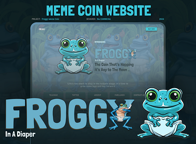 FROGGY MEME COIN WEBSITE blockchain branding case study crypto design figma graphic design illustration landing page logo memecoin ui user experience user interface website