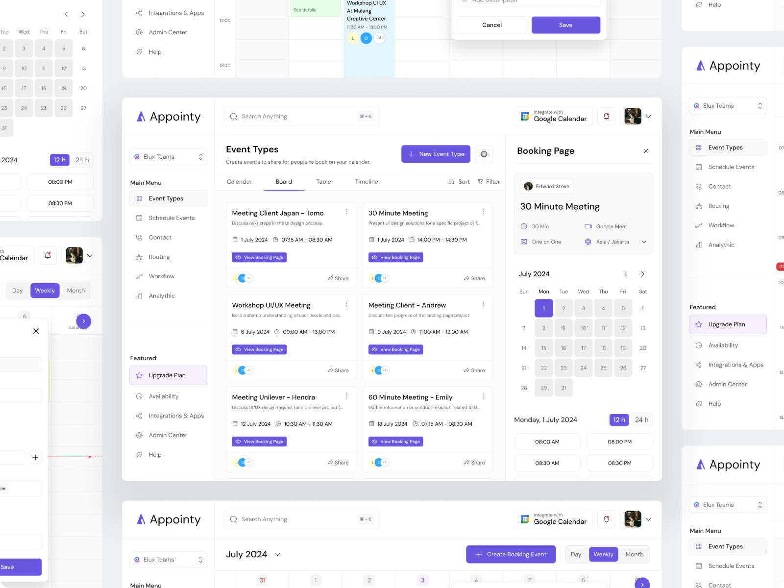 Appointy - Calender Booking Web App agenda appointmenr booking booking system calendar calendar booking calendar meeting calendly component dashboard date date picker events meeting productivity project management saas schedule task management web app