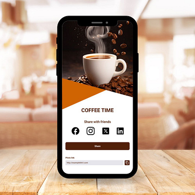 Coffee Social Share Page UI Design - Daily UI #010 daily ui figma mobile ui social share icons