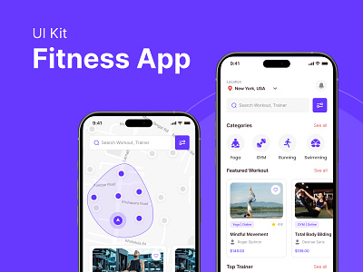 Fitness app ui kit app ui design fitness fitness app gym app hot app latest collection mobile app trending ui ui desing ui kit workout workout app yoga