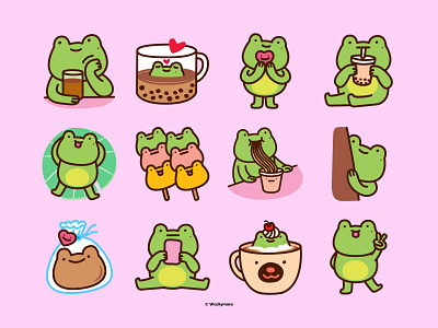 Chill Out with Sam the Froggy 2d illustration branding character design character illustration cute character design digital illustration digital stickers illustration monster sticker pack wackymons