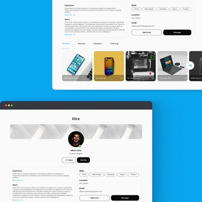 Profile Page Design For Hiring Platform design hire landing ui ui design uiux user experience user interface ux design web design