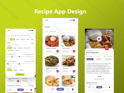 Recipe Mobile App UI Design app branding design identity design interface mobile app recipe ui