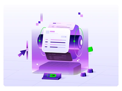 Integrated Data Platform abstract data design dimetric graphic design illustration integrate isometric lime no code platfrom purple ui