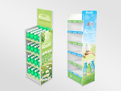 Shelves design - Kosili brand baby bath branding graphic design kids shampoo shelves shelves design