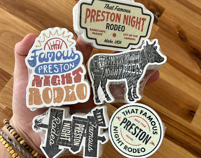 That Famous Preston Night Rodeo apparel design badge design badges graphic design hand lettering illustration lettering merch design t shirt design vector