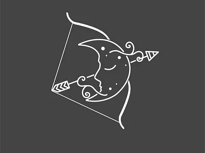 Logo design including moon, bow and arrow for a birthday party ai arrow bow branding childish design figma graphic design illustration kids logo moon photoshop ui ux vector