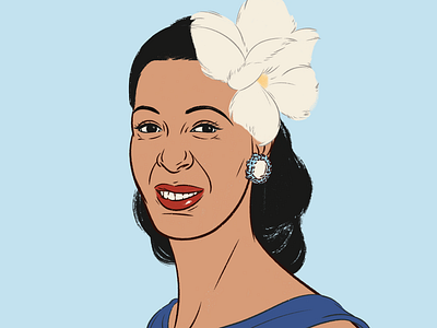 Billie Holiday (aka Lady Day) billie holiday cartoon realism celebrity portrait coverart digital portrait illustration jazz jazz portrait lady day linework procreate procreate portrait spotify spotify coverart