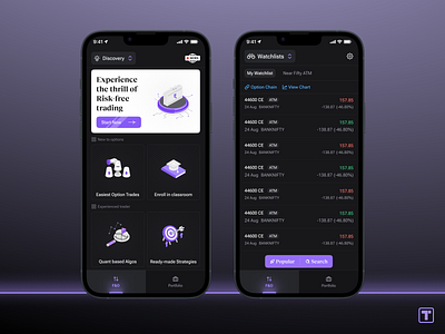 F&O Trading - Mobile App FinTech 3d application design finance finance app home fintech fintech mobile fo trading app home screen minimal mobile app mobile design mobile ui mobile ux mobile watchlist product design trading app ui ux