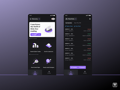 F&O Trading - Mobile App FinTech 3d application design finance finance app home fintech fintech mobile fo trading app home screen minimal mobile app mobile design mobile ui mobile ux mobile watchlist product design trading app ui ux