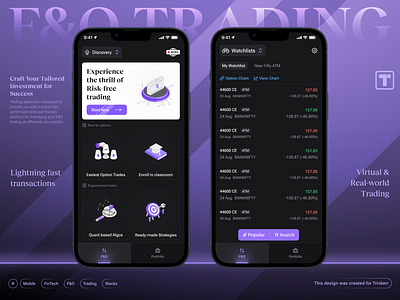 F&O Trading - Mobile App FinTech 3d application design finance finance app home fintech fintech mobile fo trading app home screen minimal mobile app mobile design mobile ui mobile ux mobile watchlist product design trading app ui ux