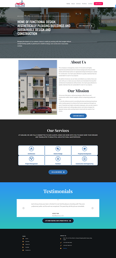 Construction Company Website branding ui