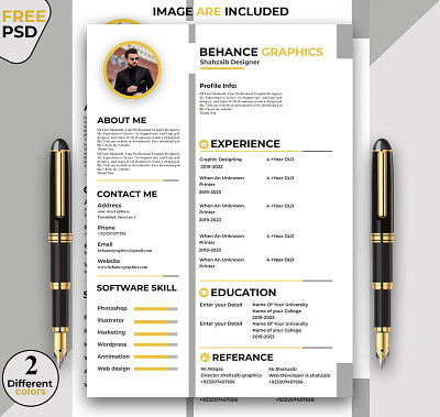 Behance Graphics Resume Design cv template free download cv template word free download resume template resume template psd 2021 simple cv template psd simple resume template psd
