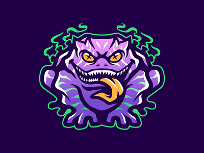 FROGGY animal branding cartoon esport frog graphic design green illustration logo mascot purple sport sticker toxic