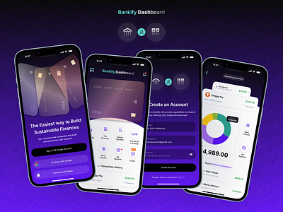 Bankify Mobile App Dashboard Design app design banking dashboard elements figma figma design figma ui graphic design mobile app net banking pay payment payment app ui ui design user experience user interface ux ux design ux process