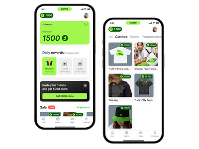 GOWE Sport & Healthcare app activity app balance branding clean design coin design figma green healthcare mobile shop sport ui