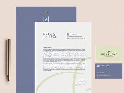 Susan Jane Trauma Therapist brand identity brand strategy branding design graphic design logo social media stationery design