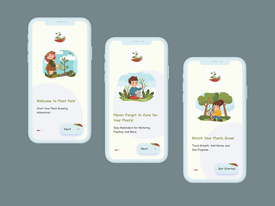 Plants Pal design for kids educational gardeningapp global warming kidsapp plant plantcare reminder ui useinterface userexperience ux