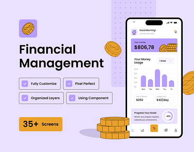Money Management Mobile App - Application app application branding cash clean design financial graphic design illustration management mobile money simple ui ux website