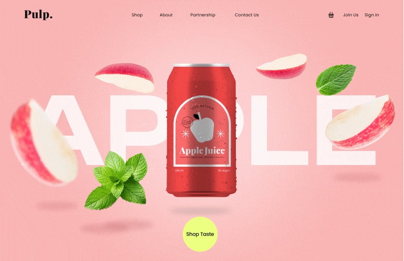 Pulp Juice | Hero Screen Animation animation motion graphics ui web design