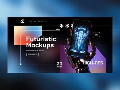 Landing page for mockups 3d 3d render blender figma futuristic website hero image landing page mockup pczohtas responsive spline ui design user interface web design website