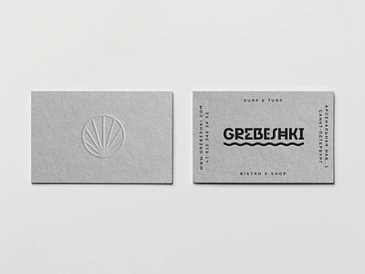 Grebeshki Restaurant Branding alexeymalina business cards horeca design hospitality identity letterpress malina branding restaurant branding restaurant logo shell symbol