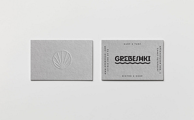 Grebeshki Restaurant Branding alexeymalina business cards horeca design hospitality identity letterpress malina branding restaurant branding restaurant logo shell symbol