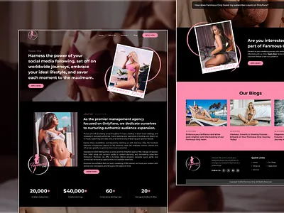 Custom OnlyFans Agency Website Design: Figma& WordPress Template figma graphic design landing page design onlyfans onlyfans agency onlyfans agency website onlyfans agency website design onlyfans development onlyfans marketing agency onlyfans modeling website onlyfans website design uiux website design