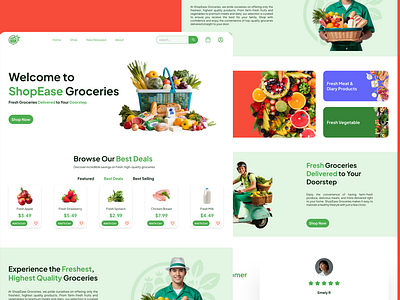 ShopEase | E-Commerce UI KIT Exploration clean design e commerce e commerce ui design groceries healty landing page market online strore ui ui kit uiux web design