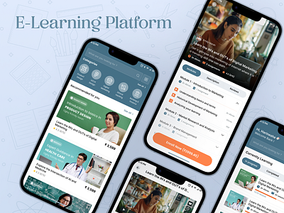 E-Learning App app course app design e learning e learning app ui e learning ui learning app ui mobile design ui