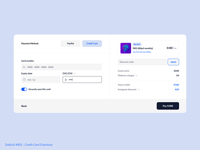 Credit Card Checkout 002 checkout credit card dailyui dailyui002 ecommerce onlineshop shop ui