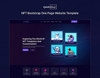 QuickSilver – NFT Bootstrap One Page Website Template bootstrap bootstrap template css3 design designtocodes html responsive template nft nft templates nft website template one page personal portfolio quicksilver quicksilver website template