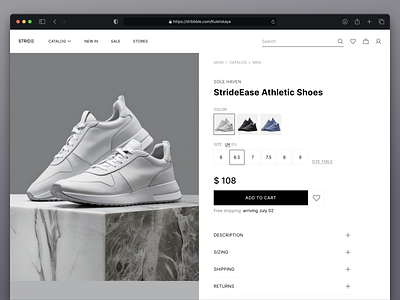 Product Page Design E-commerce apparel design e commerce e store fashion footwear marketplace online shop product detail product page product website shop shop page shopping sneackers ui ui ux design ux website commerce