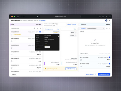 Manual Reconciliation 2024 accounting bookkeeping creditanddebit fintech journal latest matchingui payment payout reconciliation reporting saas ux