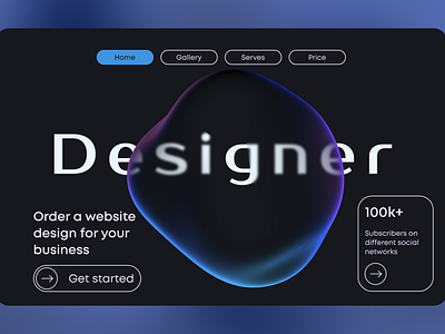 Landing for designer 3d figures black theme designer figma landing ui web design