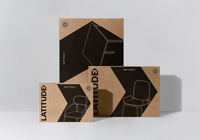 Latitude Furniture Branding alexeymalina arrow logo box design branding furniture brand home logo identity malina branding packaging design product packaging