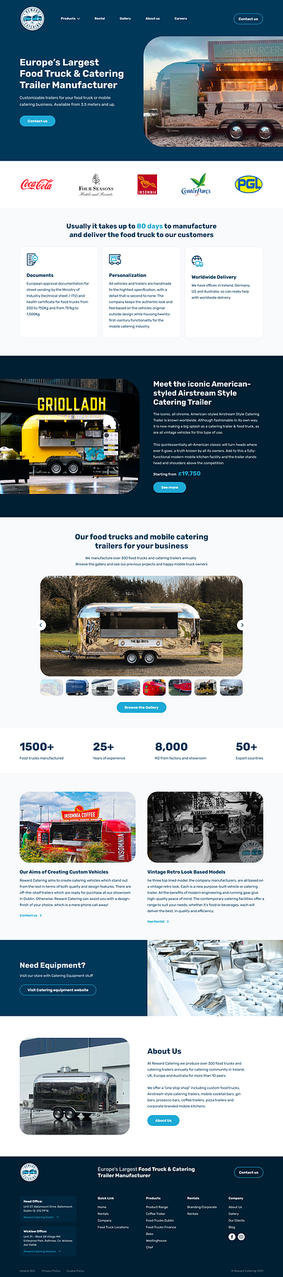 Food truck & catering manufacturer website design catering conversion figma food trucks homepage trailer manufacturer uvp ux design ux ui website design