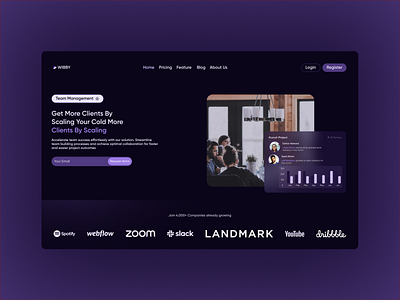 WIBBY - Your Client Management Was Never Been easier app design graphic design landing page landing page design ui ui design uiux user experience user interface ux ux design web design web page design