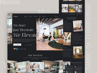 Modern Interior Design Website UI UX, Agency Homepage UI Design agency branding decoration design home page interior landing page minimal modern ui uiux user experience user interface ux website