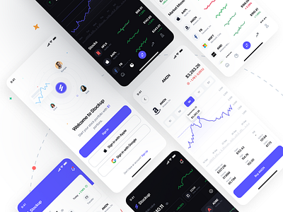 Stockup Exchange mobile app design financial app ui stock app stock exchange ui design ui ux