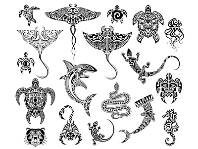 Maori Tattoo Style Animals diving maori ocean polynesia samoan sea tattoo tribal underwater