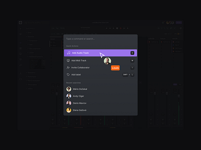 Ableton Cloud+ — Command Menu ableton cmdk command command menu dark dashboard daw dropdown menu music ui