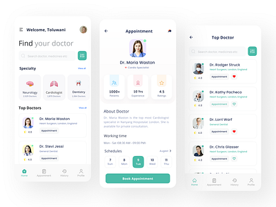 Doctor Appointment App Design V. 2.0 app design design mobile app mobile app design mobile design ui ui design uiux