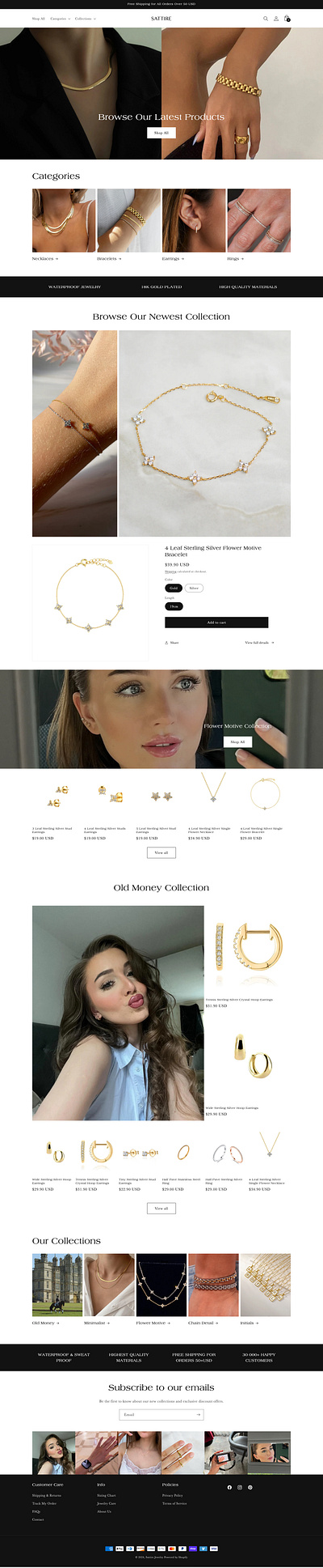 Sattire Jewelry Shopify Website branding design ecommerce logo web development webdesign websites