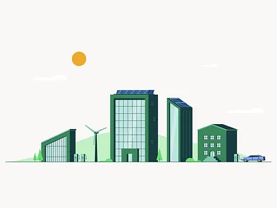 Smart Buildings ai animation buildings explainer gif green illustration motion smart smart buildings smart city sustainable