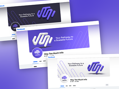 WTMI - Social Media Cover Designs 3 concepts 3d logo advertisement banner business profile claim company profile cover customer experience facebook linkedin modern purple saas slogan social media socials tagline variations vibrant