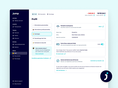 Jump — Advantages account advantages branding card finance freelance marketing product design ui