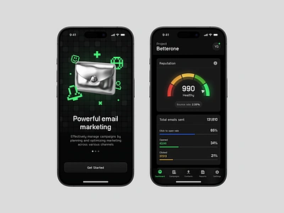 Email Marketing Mobile App 3d app best ui charts dark darkui dashboard email fintech illustration mobile mobile dashboard stats ui