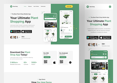 Plant Shop App Landing Page UIUX Design | Figma | Landing Page app app design app landing page design designs desugber figma food recipe app landing page landing page responsive website ui uiux design usa user interface ux web design web designs web ui website website ui design