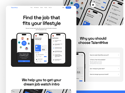 TalentHive Website Design Landing Page find job ui design ui design uiux uixu ux website design